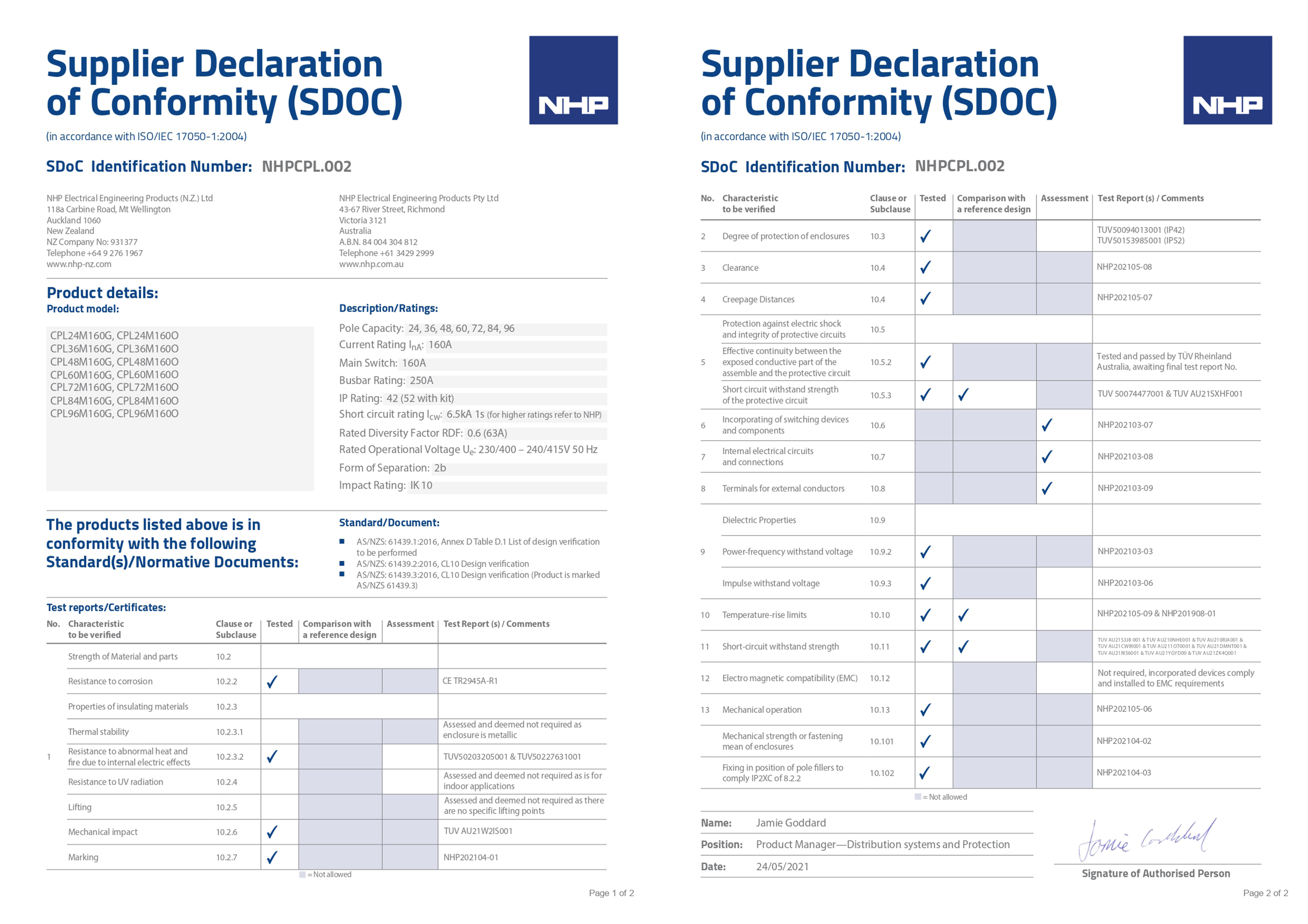 Supplier Declaration