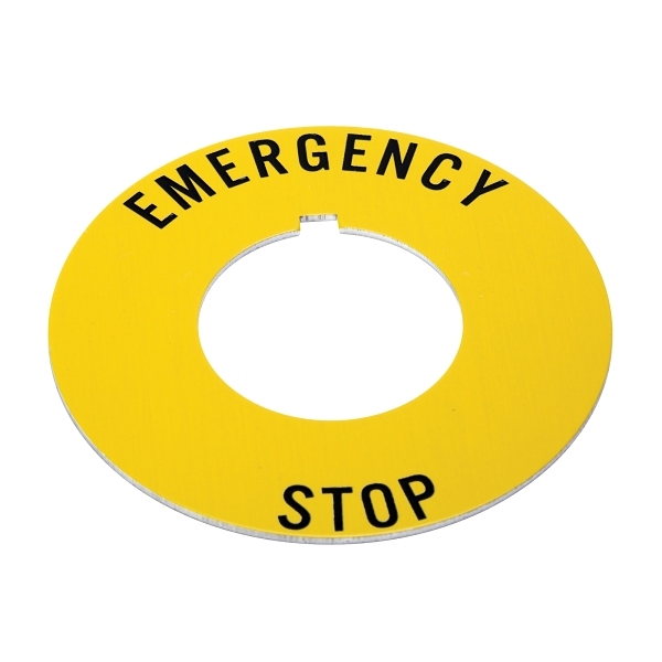 Allen-Bradley 800T Legend Plate IEC RING Yellow EMERGENCY STOP for