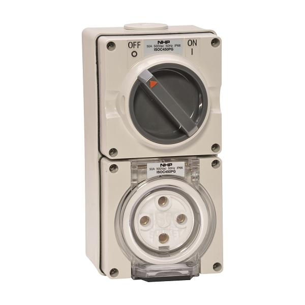 ISOC450PG Switched Outlet 50A 500V AC Grey