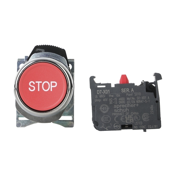 Sprecher and Schuh D7 Pushbutton 22.5 mm Complete Metal MOM
