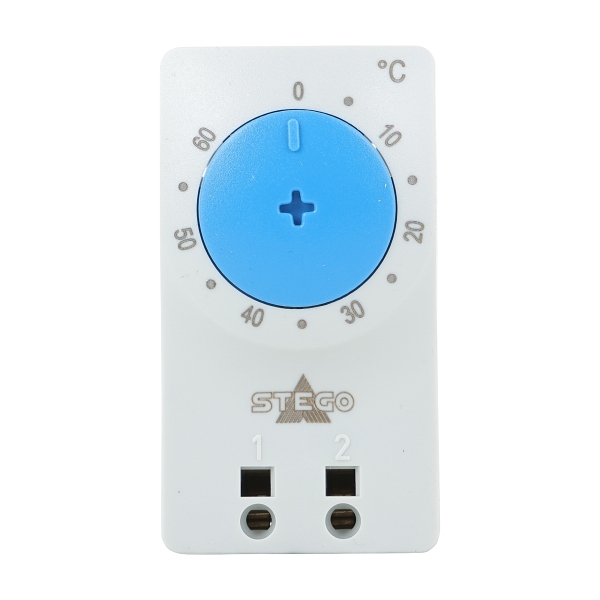 Produktbild von STEGO Thermostat 11101.0-00 – NO 10A 250VAC, Federzugklemmen, DIN-Montage, Temperaturbereich 0–60°C, IP20