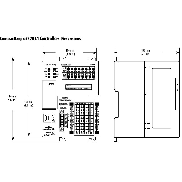 AllenBradley CompactLogix 1769 5370 L1 Processor 16DI 16DO 512Kb