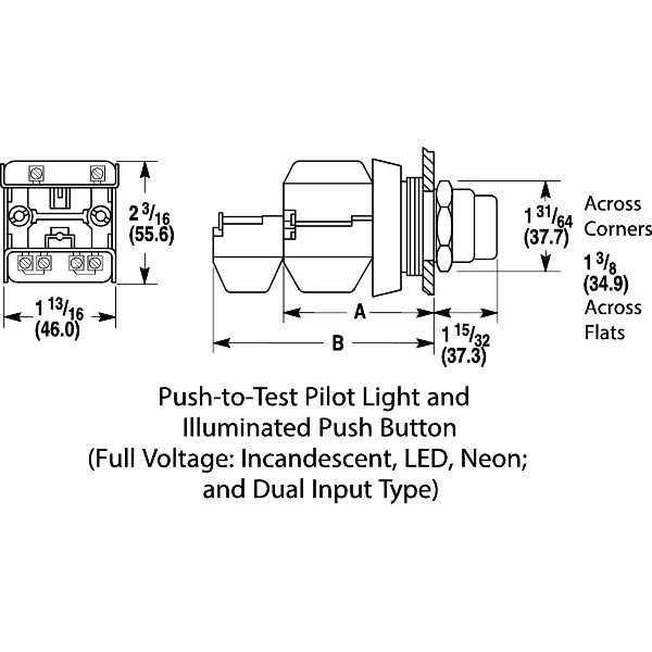 Allen-Bradley 800H Pilot Light 30.5mm Complete Plastic FS Push To Test ...
