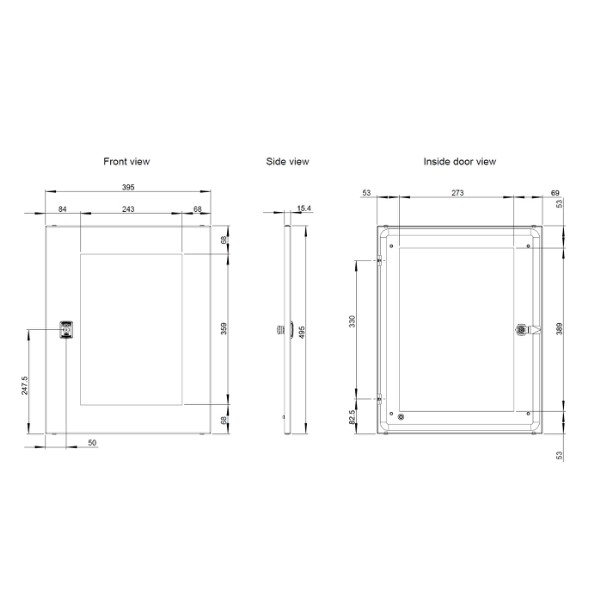 nVent HOFFMAN MAS Glazed Door IP55 Mild Steel RAL 7035 H500 x W400mm