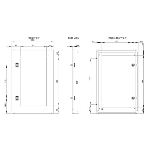 nVent HOFFMAN ADT MAS Glazed Door IP55 Mild Steel RAL 7035 H600 x W400mm