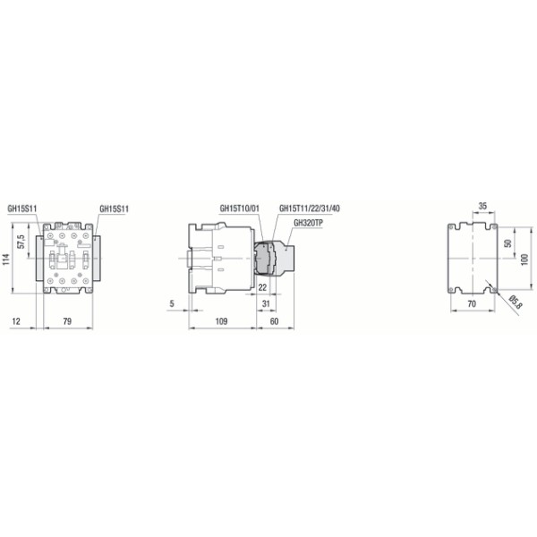 GH15JN40240VAC Contactor Dimensional Diagram