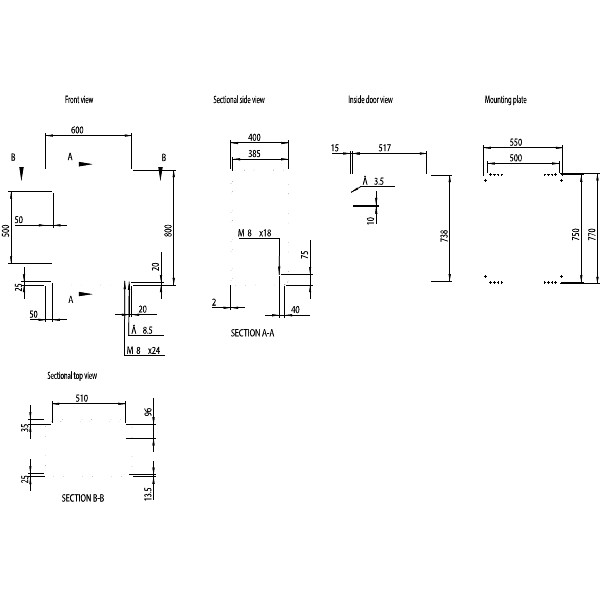 nVent HOFFMAN MAS Enclosure Wall Mount Mild Steel IP66 H800 x W800 x