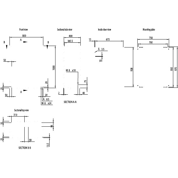 nVent HOFFMAN MAS Enclosure Wall Mount Mild Steel IP66 H1200 x W600 x