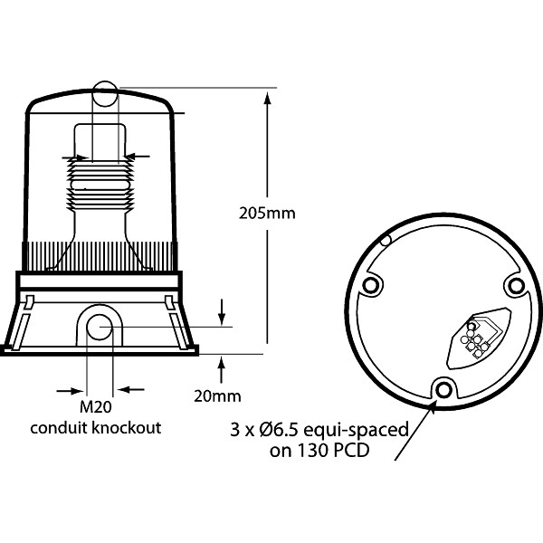 MOX40021G Beacon Dimensional Diagram