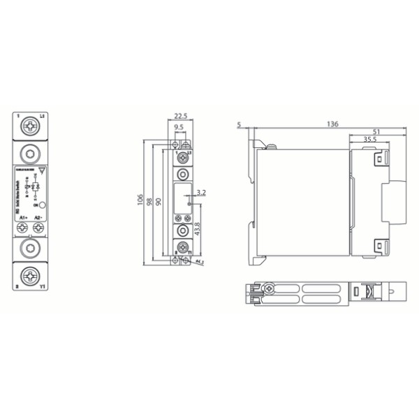 RGC1A23D30KKE Solid State Relay Dimensional Diagram