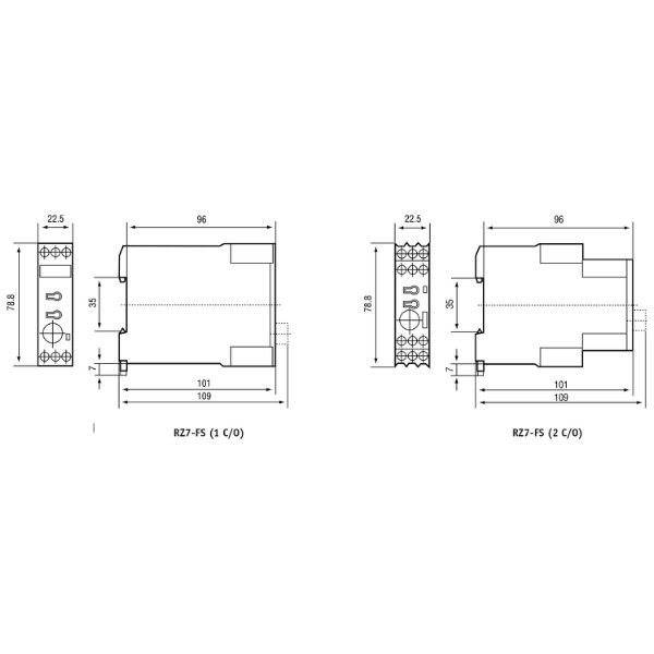 RZ7FSF3HU23 Time Delay Relay Dimensional Diagram