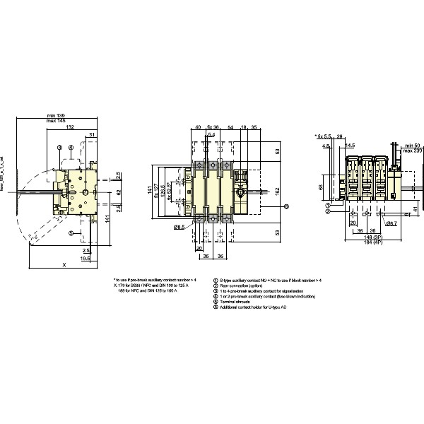 SSF Fuse Switch kit, w/ External Handle, suits DIN fuses, 4P 125A