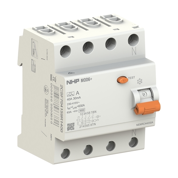 MOD6+ RCCB 3P+N 63A 30mA Type AI 72mm