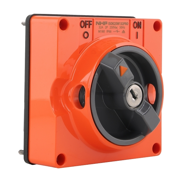 ISOKC2SW132PROLB Key Switch 2P 32A 250V AC Resistant Orange